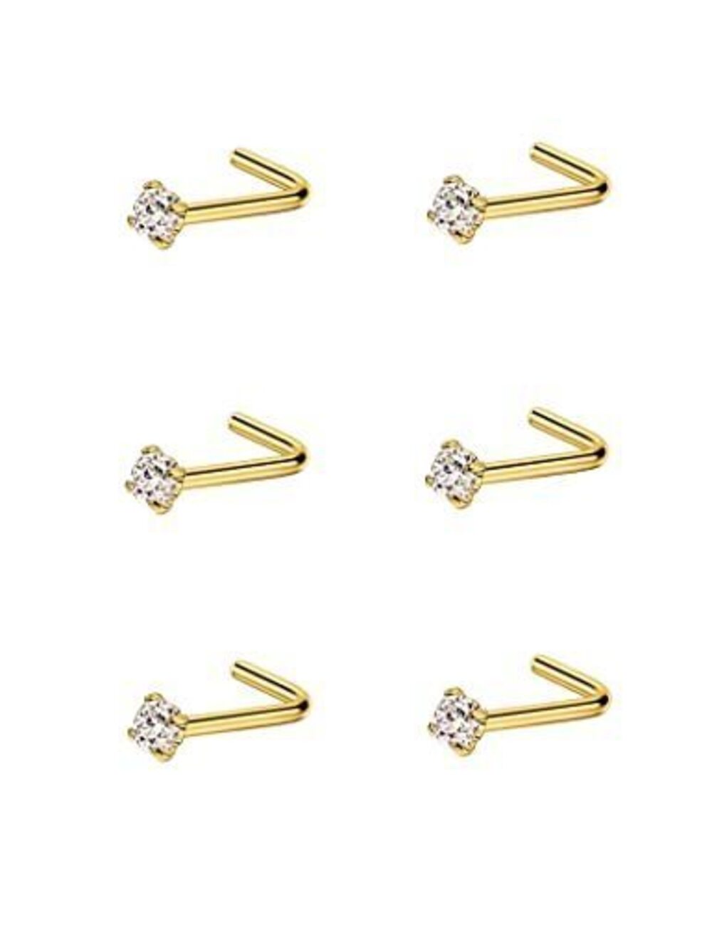 1799 316L Surgical Steel Nose Rings L Shape Diamond Nose Studs
